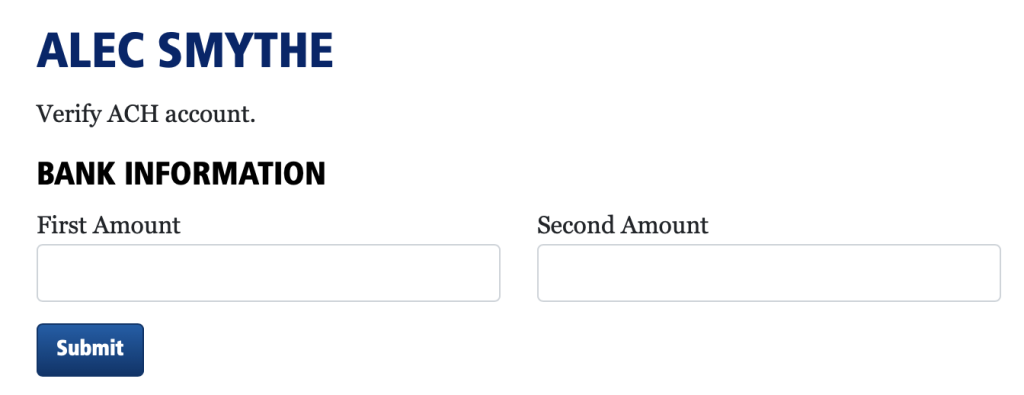 Confirm micro deposits